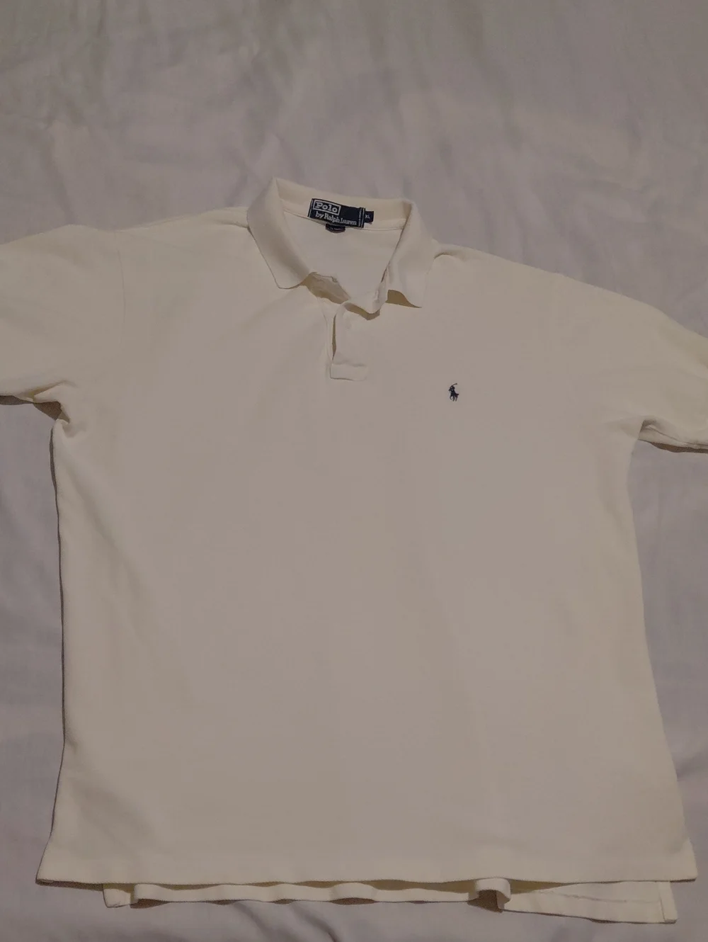 Vintage Polo Ralph Lauren 90s Cream Off-White Mesh Polo Shirt Men's XL EXCELLENT